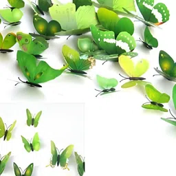 INDIAN ROYALS 12-Pcs Green Butterfly Printed Self-AdhesiveWallStickers-picture-28