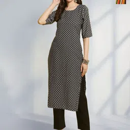 HERE&NOW Women Printed Regular Kurta with Trousers-image-86