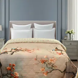 Aura Brown & Black Floral Summer 300 GSM Double Bed Comforter-image-29