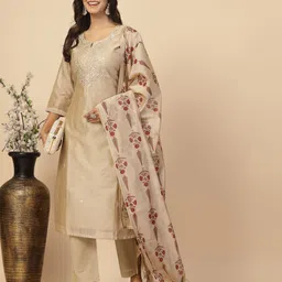 Shangri LA MS Designs Ethnic Motifs Yoke Design Mirror Work Kurta with Trouser & Dupatta-picture-14