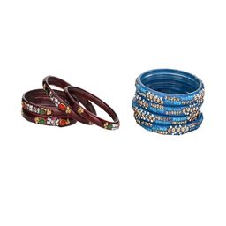 Somil Combo Glass Bangles For Women | Traditional Bangles Set | Daily, Festive & Party, Combo Of 2 Set, Maroon, Blue-image-82