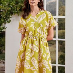 DressBerry Women Floral Print Flutter Sleeve A-Line Dress-image-47