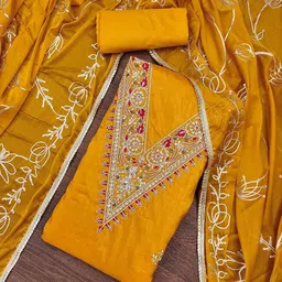 KALINI Embellished Pure Silk Unstitched Dress Material-image-89
