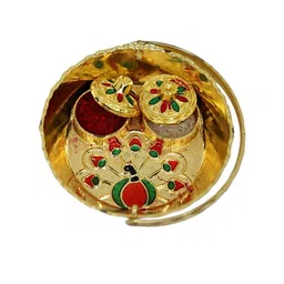 Anouk Set Of 3 Stones Studded Thread Rakhis With Card & Pooja Thali image 2