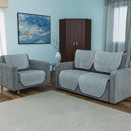 Kuber Industries Grey Printed Cotton Sofa Cover-image-78