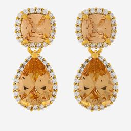 Kushal's Fashion Jewellery Gold-Plated Contemporary Zircon Studded Drop Earrings-picture-43