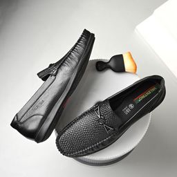 Valentino Men Textured Formal Loafers-image-46