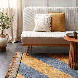 THEGASBH Blue Striped Hand-Tufted Cotton Carpet-37