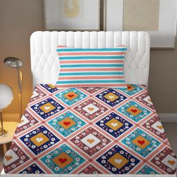 IVAZA Multicoloured Geometric Single Bedsheet with 1 Pillow Covers-image-72