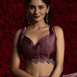 Anouk Embellished Beads and Stones Border Tissue Saree image 3