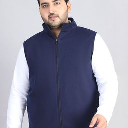 A AND K Men Plus Size Solid Mock Collar Gilet Jacket-image-86
