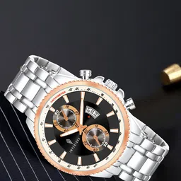 Imperious- The Royal Way Men Skeleton Dial & Stainless Steel Bracelet Style Straps Analogue Tachymeter Watch-image-5