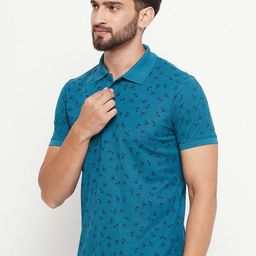 OGEN Men Floral Printed Polo Collar Pockets T-shirt-image-49