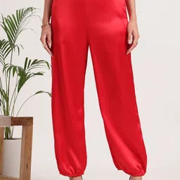 AMSWAN Women European Satin Loose Fit Trouser-image-11