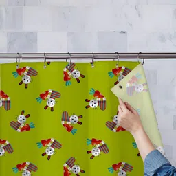 ArtzFolio Green & Red Abstract Printed Water Proof Shower Curtain-15