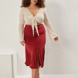 Trendyol Flared Midi Skirt-image-14