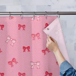 ArtzFolio Pink & White Printed Waterproof Shower Curtain-image-69