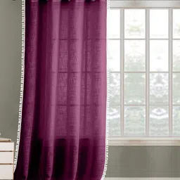 THE LINEN COMPANY Purple & White Sheer Door Curtain-picture-13