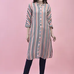 Shree Striped Mandarin Collar Straight Kurta-image-41
