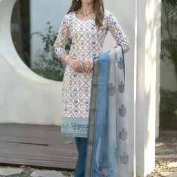 Women Ethnic Motifs Printed Kurta with Trousers & Dupatta-picture-16
