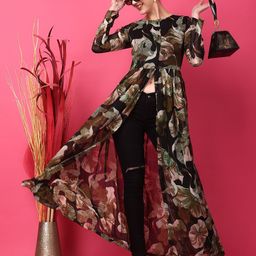 Moda Rapido Women Floral Printed Cotton High Slit Cotton Maxi A-Line Kurta-image-59