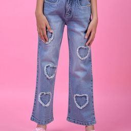 Crimsoune Club Girls Wide Leg Mid-Rise Heavy Fade Stretchable Jeans-image-65