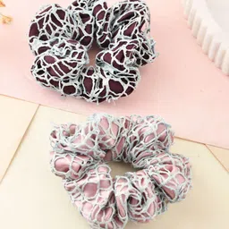 Silvermerc Designs Women Set of 2 Satin Crochet Ponytail Holders-25