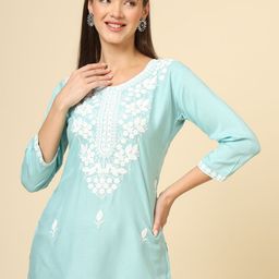 HERE&NOW Floral Embroidered Thread Work Thread Work Kurti-image-96
