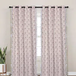 Myntra Elegant Homes White & Maroon Set of 2 Ethnic Motifs Black Out Long Door Curtain-15