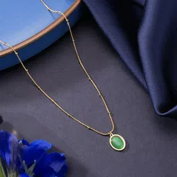Aadvik Designs Women Gold-Plated Oval Pendants with Chains-image-17