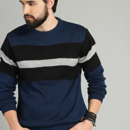 Men Woven Round Neck Multicolor Sweater-image-18