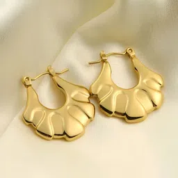 Palli Creation Stainless Steel Gold-Plated Contemporary Shaped Hoop Earrings-50