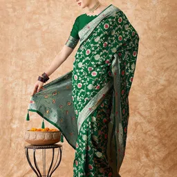 Sangria Woven Design Banarasi Saree With Blouse Piece-54