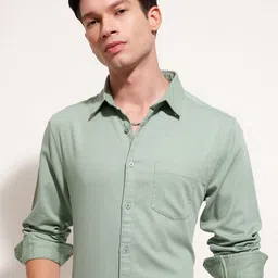 HIGHLANDER Spread Collar Long Sleeves Cotton Shirt-image-27