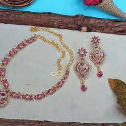 VATSALYA creation Alloy Gold- plated Pink Jewellery Set-picture-31