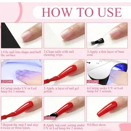Adbeni Set Of 3 UV Soak Off Nail Polish - 15 ml Each - Base Coat-Red-Top Coat image 2
