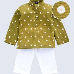 JAV CREATIONS Boys Geometric Dyed Band Collar Pure Cotton Straight Kurta With Trouser-picture-18