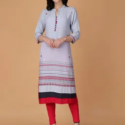 RANGRIWAZ Women Mandarin Collar Kurti-picture-32