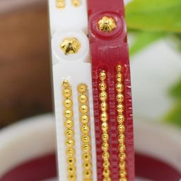 SATTIK Pack of 4 Women Plastic Gold-Plated Shakha Pola Bangles-image-107
