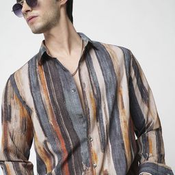 VASTRADO Men Classic Cutaway Collar Abstract Printed Slim Fit Casual Shirt-image-37