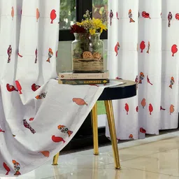 Cortina Pink & White Set of 2 Quirky Window Curtain-9