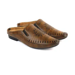 G L Trend Men Brown Textured Mule Loafer-picture-8