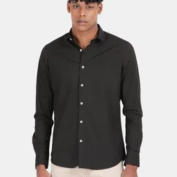 Blu MNKY Men Solid Smart Slim Fit Casual Regular Shirt-image-5