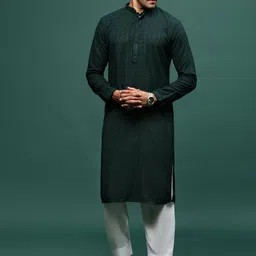 Sangria Embroidered Cotton Straight Kurtas-picture-28