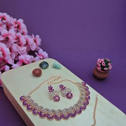 VATSALYA creation Alloy Gold- plated Purple Jewellery Set-picture-1