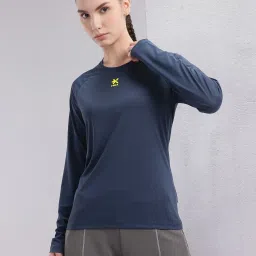 Women Striped Round Neck Polyester Blue T-Shirt-image-71