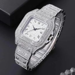 Diamond Analog Watch - For Men Silver diamond watch for men best quality of fashion and design-image-23