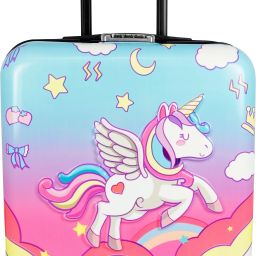 Small Cabin Suitcase (15 inch) 4 Wheels - Cute Unicorn Print 360° Spinner Trolly Luggage for Kids - Multicolor-image-49