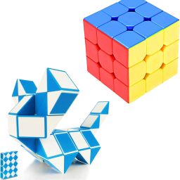 Combo Set of Rubik's Cube 3x3 & Magic Snake Cube, Brain Teaser Toy Set for all-19