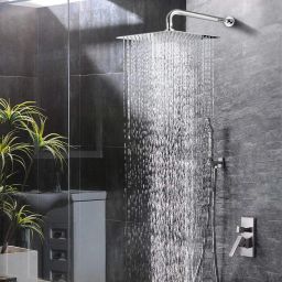10X10 (10INCH) Super Heavy Ultra Slim Rain Shower Head with 24inch SS Round Shower Arm Fixed Mount-picture-5